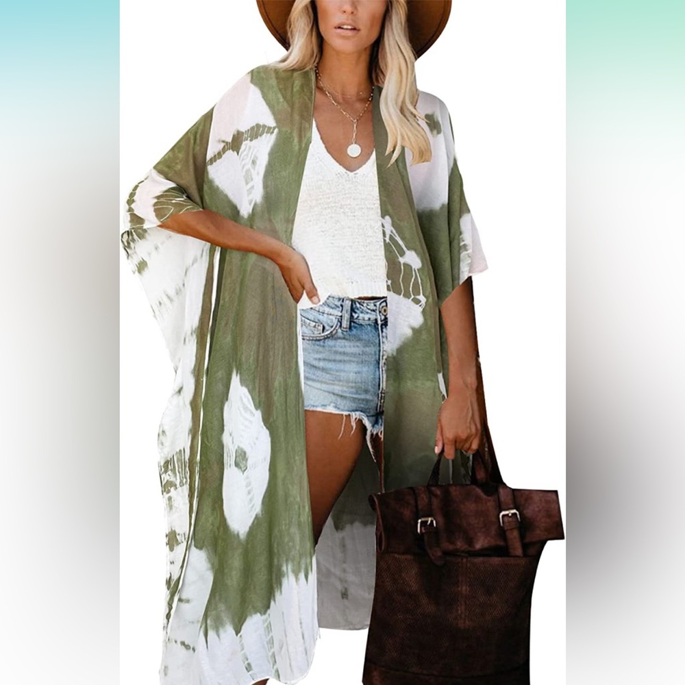 Beach Cover Up / Kimono with Tye-Dye Print